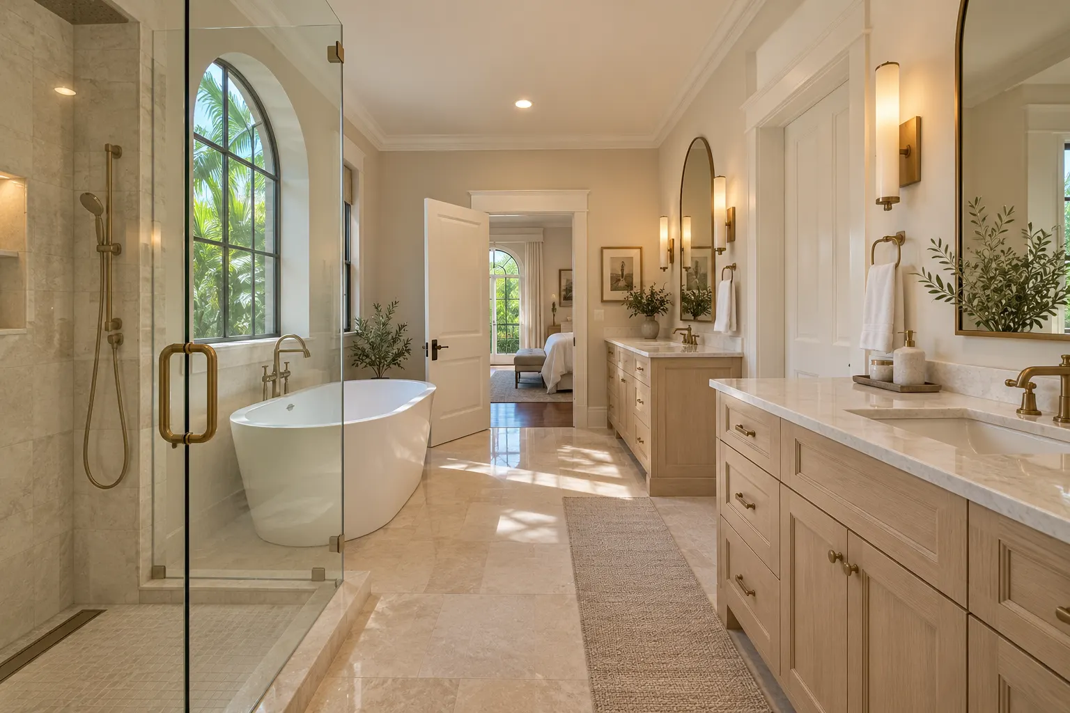 Remodeled primary bathroom in a Coral Gables home